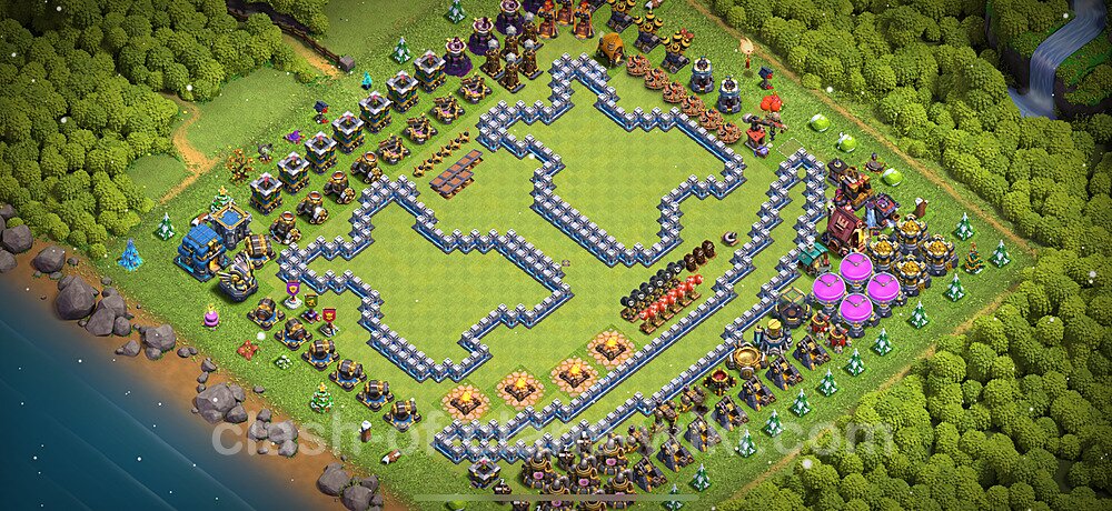 TH12 Troll Base Plan with Link, Copy Town Hall 12 Funny Art Layout 2025, #2397