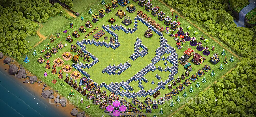 TH12 Troll Base Plan with Link, Copy Town Hall 12 Funny Art Layout 2025, #2398