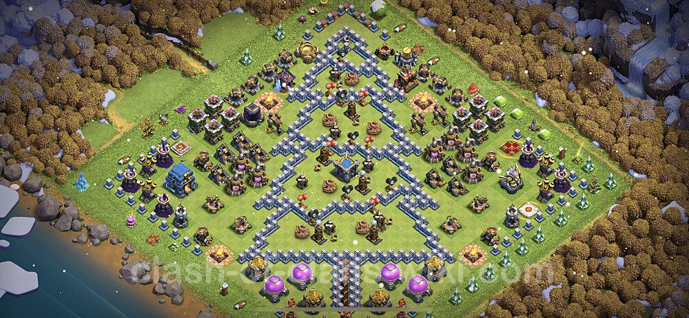 TH12 Troll Base Plan with Link, Copy Town Hall 12 Funny Art Layout, #807