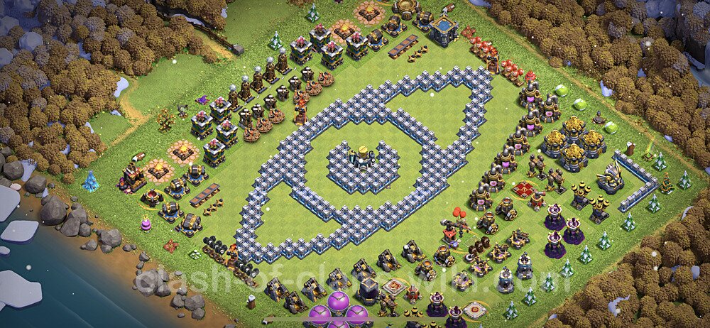 TH12 Troll Base Plan with Link, Copy Town Hall 12 Funny Art Layout, #808