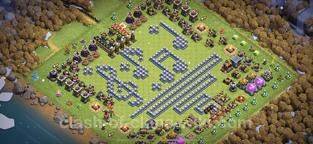 TH12 Troll Base Plan with Link, Copy Town Hall 12 Funny Art Layout, #809