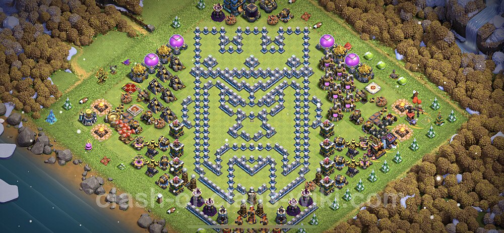 TH12 Troll Base Plan with Link, Copy Town Hall 12 Funny Art Layout 2023, #851