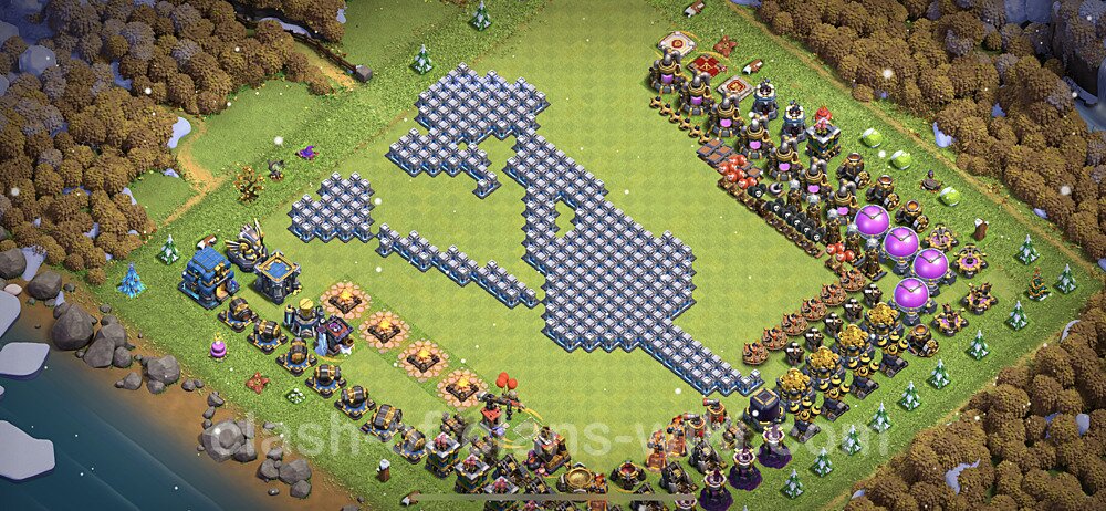 TH12 Troll Base Plan with Link, Copy Town Hall 12 Funny Art Layout 2023, #852