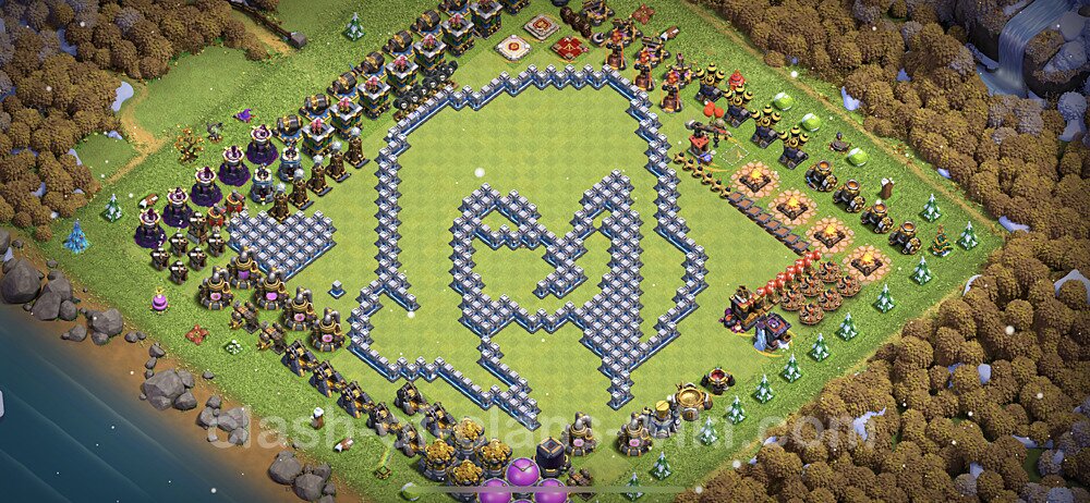 TH12 Troll Base Plan with Link, Copy Town Hall 12 Funny Art Layout, #871