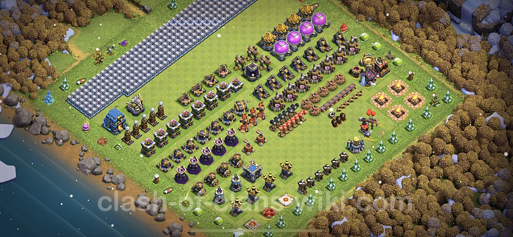 TH12 Troll Base Plan with Link, Copy Town Hall 12 Funny Art Layout 2023, #872