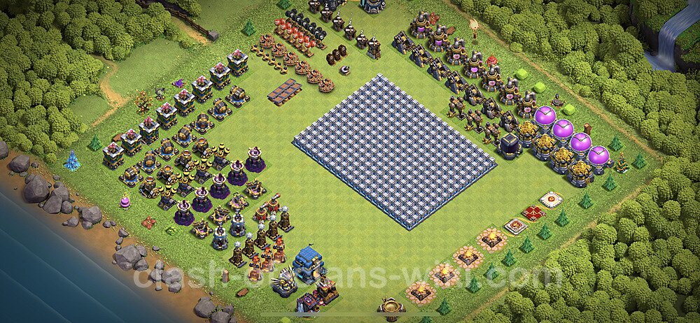 TH12 Troll Base Plan with Link, Copy Town Hall 12 Funny Art Layout 2023, #956