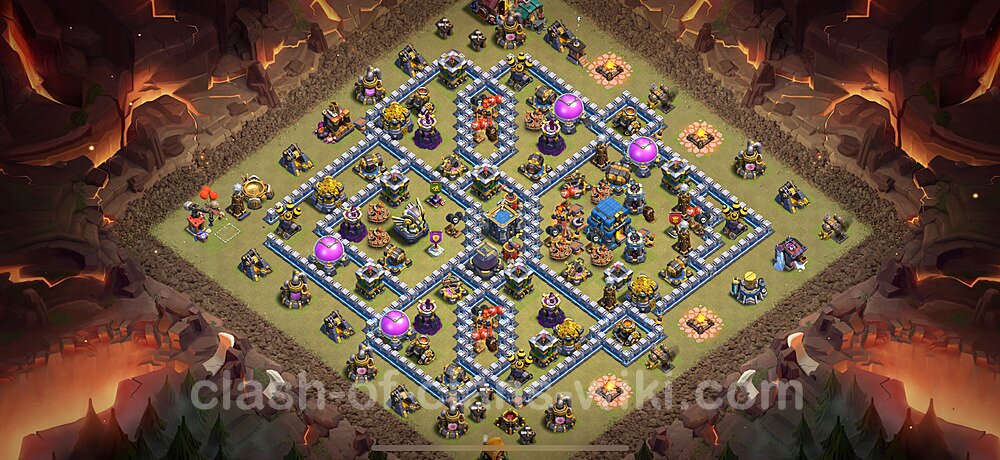 Die Maximal Clan War Base RH12 + Link, Hybrid 2025 - COC Rathaus Level 12 Kriegsbase (CK / CW), #1866