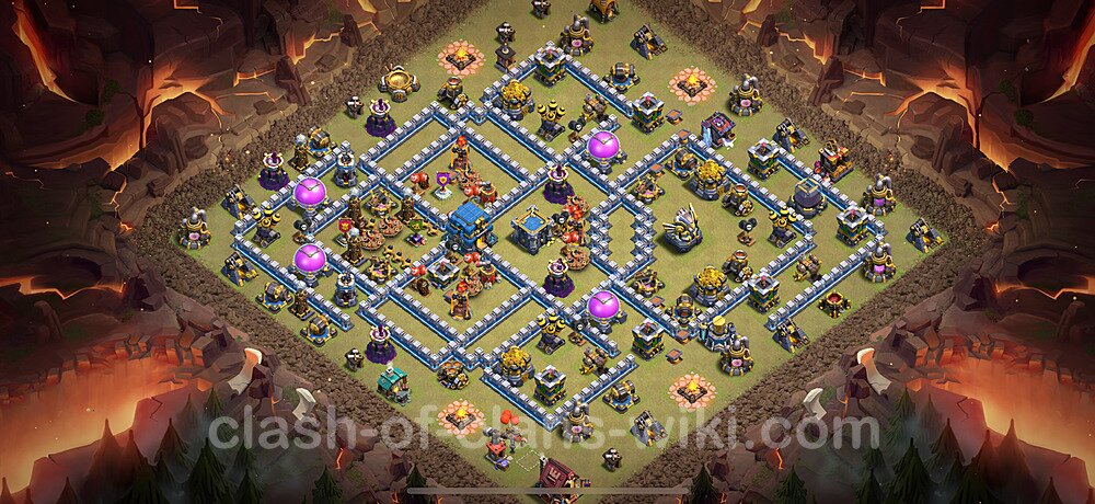 TH12 Anti 3 Stars War Base Plan with Link, Hybrid, Copy Town Hall 12 CWL Design 2025, #1928