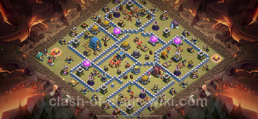 TH12 Anti 3 Stars War Base Plan with Link, Copy Town Hall 12 CWL Design 2025, #1936