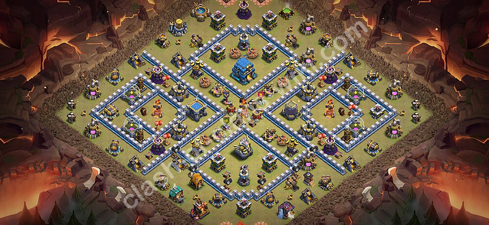 TH12 Anti 3 Stars War Base Plan with Link, Anti Air / Electro Dragon, Copy Town Hall 12 CWL Design 2026, #3414