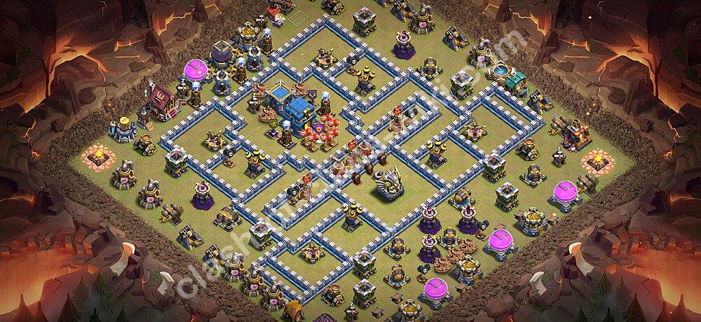 Diseño de aldea para Guerra Anti 3 Estrellas Ayuntamiento 12 Copiar - COC TH12 Perfecta Distribucion 2026 + Enlace, #3487