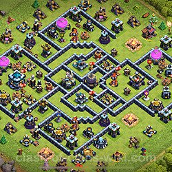 Diseño de aldea al Maximo Ayuntamiento 13 Copiar - Full COC TH13 Perfecta Distribucion para Defensa + Enlace, #1422