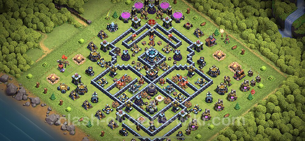 TH13 Anti 3 Stars Base Plan with Link, Anti Everything, Copy Town Hall 13 Base Design 2023, #1129