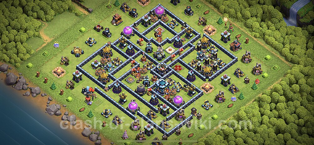 Anti Everything TH13 Base Plan with Link, Hybrid, Copy Town Hall 13 Design 2023, #1281