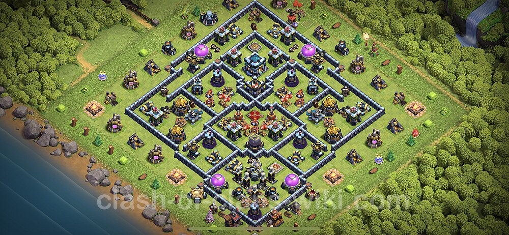 Anti Everything TH13 Base Plan with Link, Hybrid, Copy Town Hall 13 Design 2024, #1341
