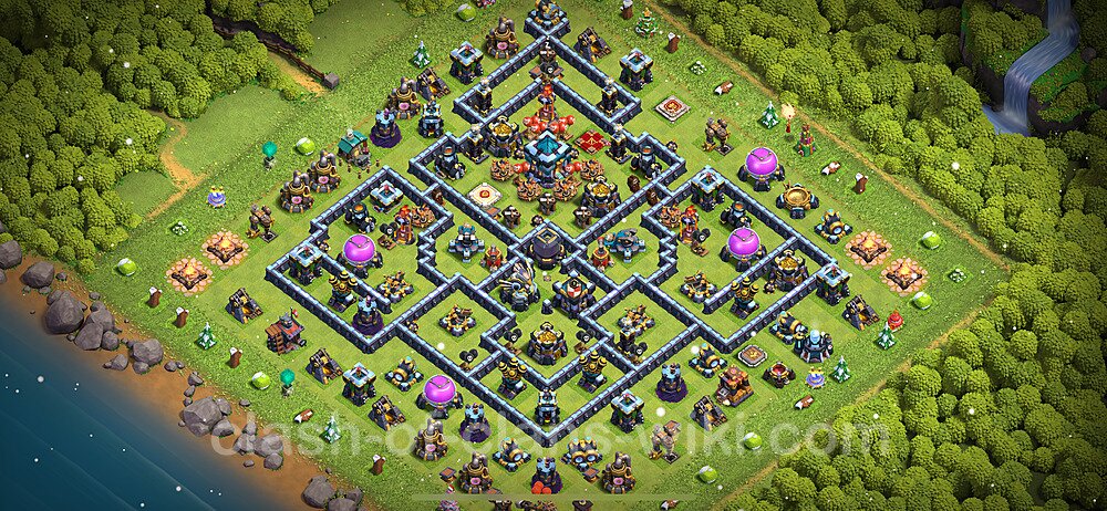 TH13 Anti 2 Stars Base Plan with Link, Anti Everything, Copy Town Hall 13 Base Design 2024, #1371