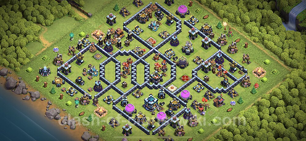 TH13 Anti 3 Stars Base Plan with Link, Anti Everything, Copy Town Hall 13 Base Design 2024, #1424