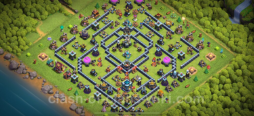 Diseño de aldea Anti Dragones Ayuntamiento 13 CopiarAnti 3 Estrellas,  - COC TH13 Perfecta Distribucion 2025 + Enlace, #1429