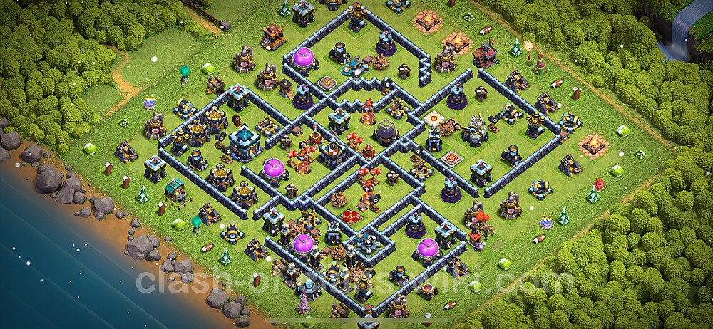 TH13 Trophy Base Plan with Link, Hybrid, Copy Town Hall 13 Base Design 2024, #1447