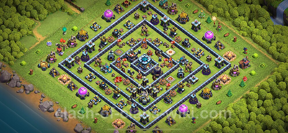 TH13 Anti 2 Stars Base Plan with Link, Copy Town Hall 13 Base Design 2024, #2009