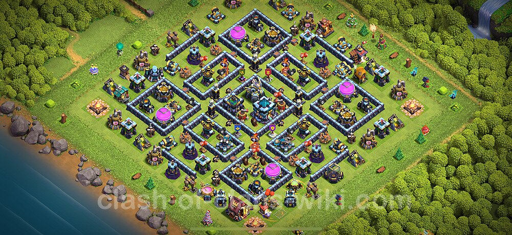 TH13 Anti 3 Stars Base Plan with Link, Hybrid, Copy Town Hall 13 Base Design 2025, #2757