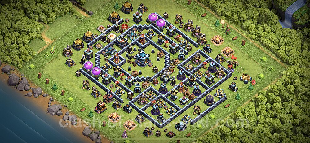 TH13 Trophy Base Plan with Link, Anti Air / Electro Dragon, Copy Town Hall 13 Base Design 2023, #28
