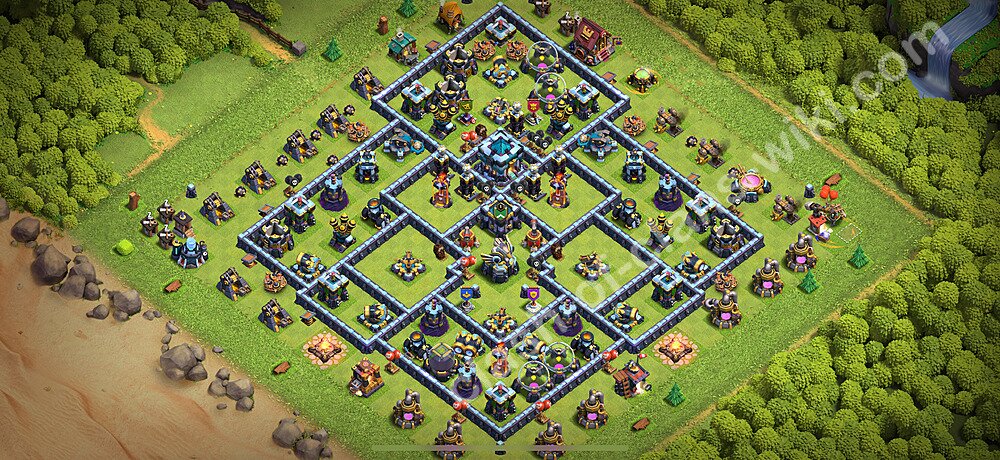 TH13 Anti 3 Stars Base Plan with Link, Copy Town Hall 13 Base Design 2026, #3188