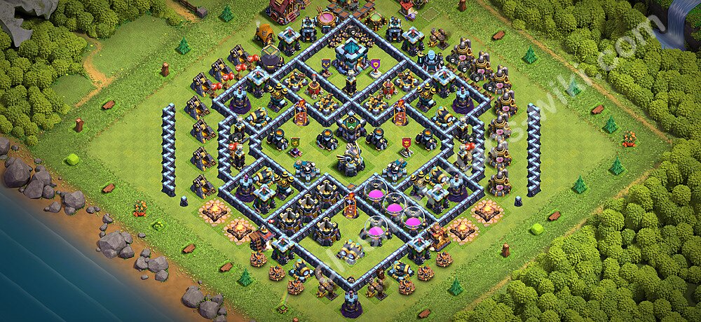 TH13 Anti 2 Stars Base Plan with Link, Anti Air / Electro Dragon, Copy Town Hall 13 Base Design 2026, #3269