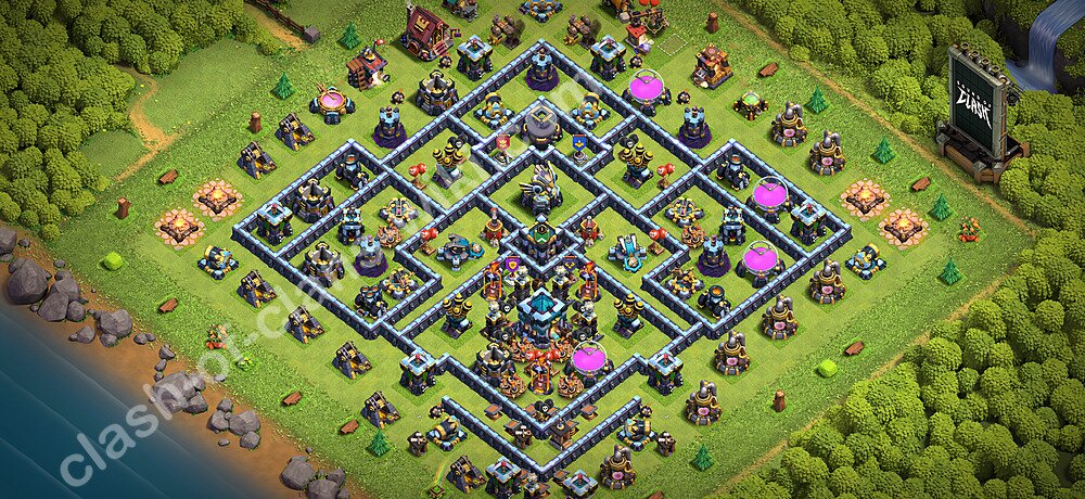 Anti Dragon TH13 Base Plan with Link, Copy Town Hall 13 Anti Air Design 2026, #3310