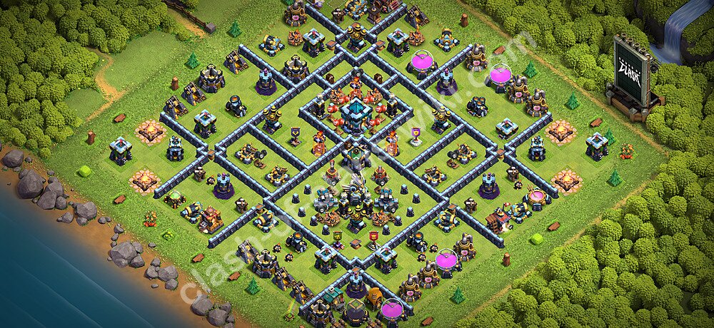 TH13 Anti 2 Stars Base Plan with Link, Copy Town Hall 13 Base Design 2026, #3311