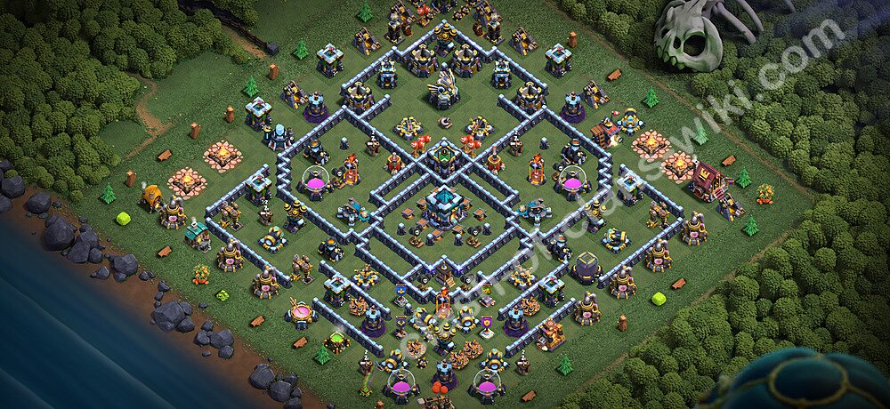 TH13 Anti 2 Stars Base Plan with Link, Copy Town Hall 13 Base Design 2026, #3398