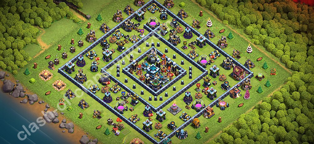 TH13 Trophy Base Plan with Link, Hybrid, Copy Town Hall 13 Base Design 2026, #3724