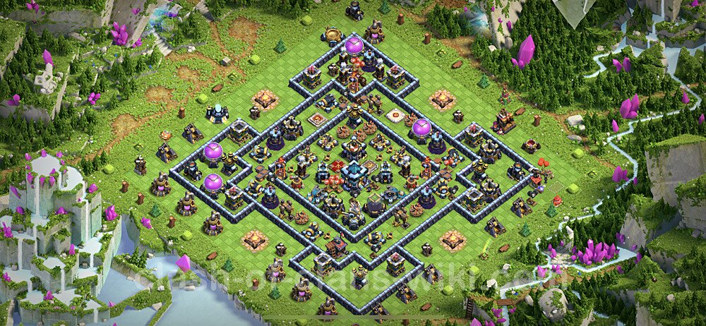 TH13 Trophy Base Plan with Link, Hybrid, Copy Town Hall 13 Base Design, #786