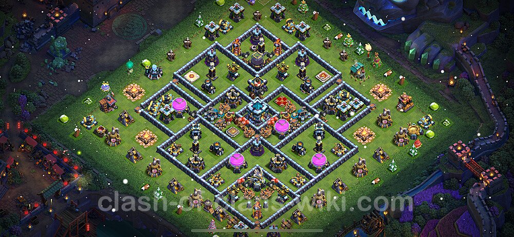 Base plan TH13 (design / layout) with Link, Anti 3 Stars, Hybrid for Farming 2024, #1591