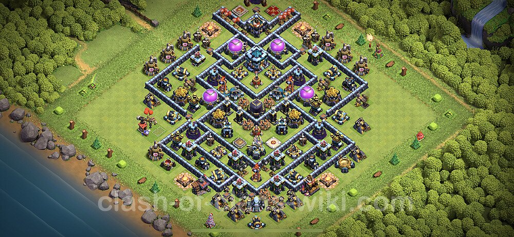 Base plan TH13 (design / layout) with Link, Anti Everything, Hybrid for Farming 2023, #22