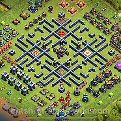 TH13 Troll Base Plan with Link, Copy Town Hall 13 Funny Art Layout 2023, #1420