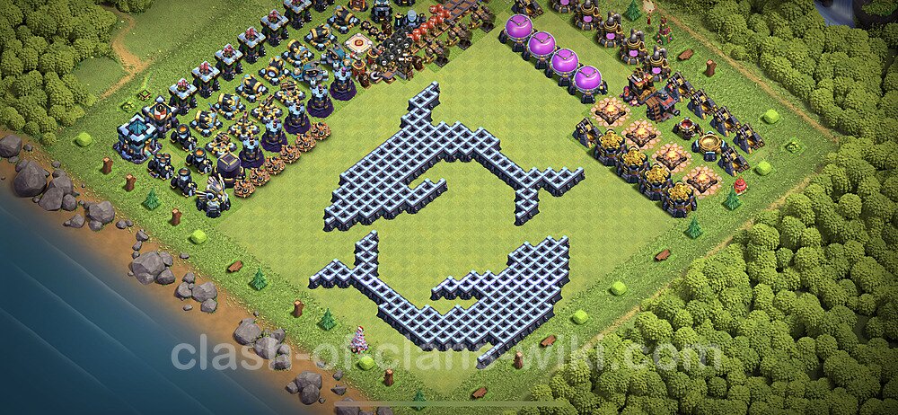 TH13 Troll Base Plan with Link, Copy Town Hall 13 Funny Art Layout 2023, #11