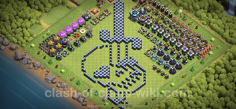 TH13 Troll Base Plan with Link, Copy Town Hall 13 Funny Art Layout 2023, #13