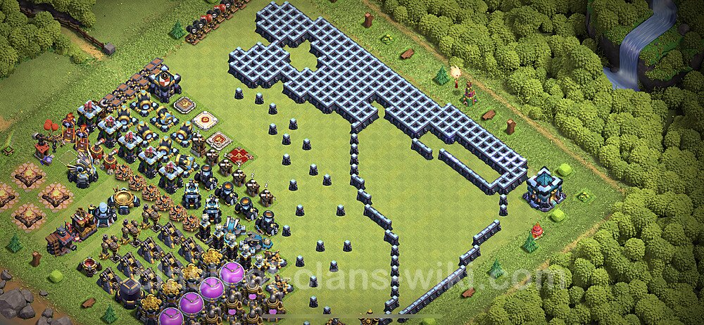 TH13 Troll Base Plan with Link, Copy Town Hall 13 Funny Art Layout 2023, #16