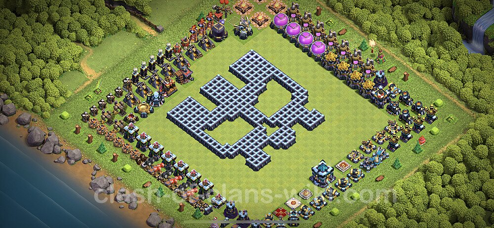 TH13 Troll Base Plan with Link, Copy Town Hall 13 Funny Art Layout 2023, #18