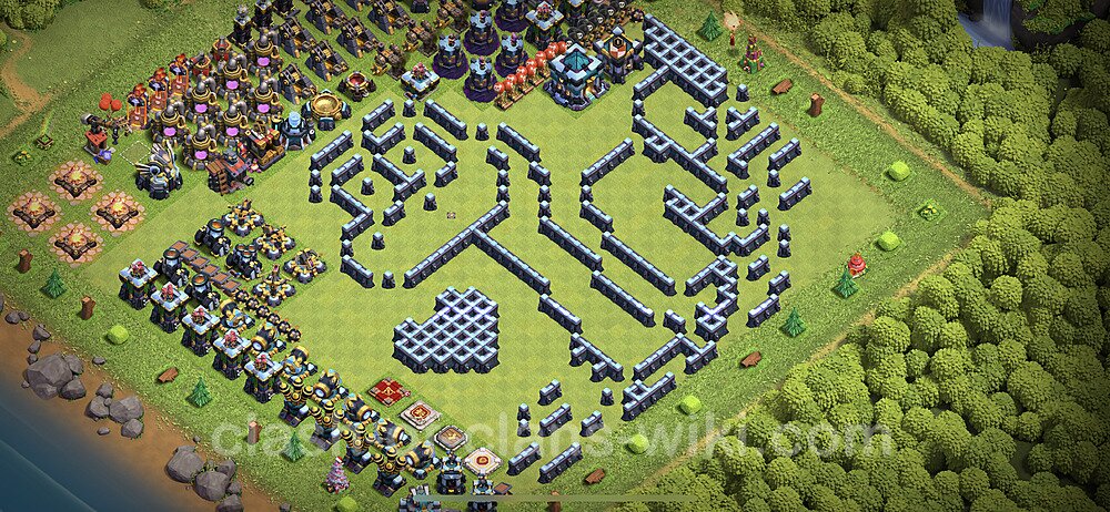 TH13 Troll Base Plan with Link, Copy Town Hall 13 Funny Art Layout 2023, #19