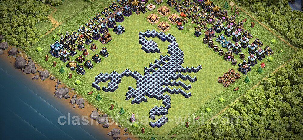 TH13 Troll Base Plan with Link, Copy Town Hall 13 Funny Art Layout 2023, #2
