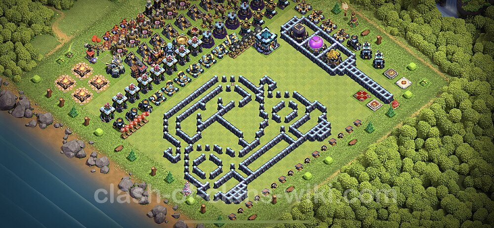 TH13 Troll Base Plan with Link, Copy Town Hall 13 Funny Art Layout 2023, #24