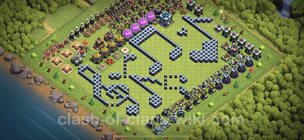TH13 Troll Base Plan with Link, Copy Town Hall 13 Funny Art Layout 2023, #25