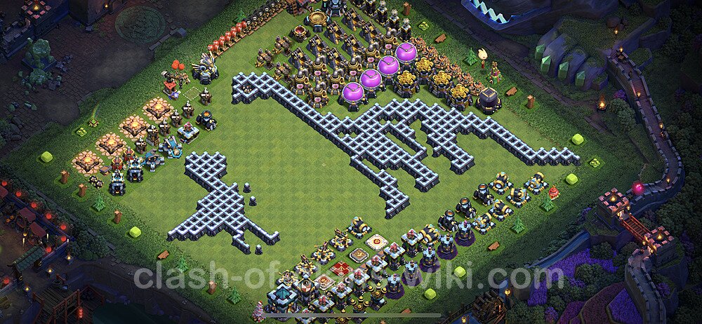 TH13 Troll Base Plan with Link, Copy Town Hall 13 Funny Art Layout 2023, #27
