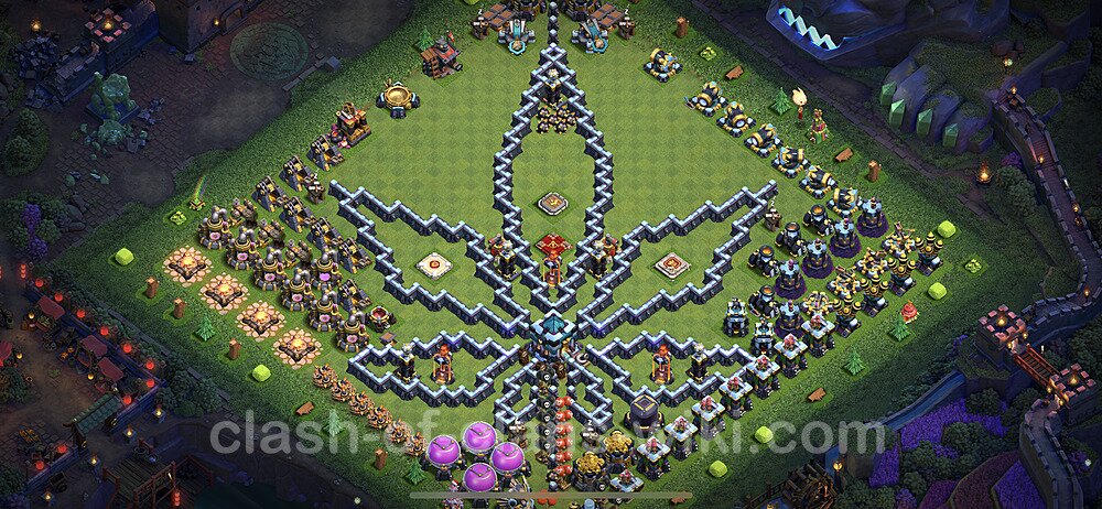 TH13 Troll Base Plan with Link, Copy Town Hall 13 Funny Art Layout 2023, #30