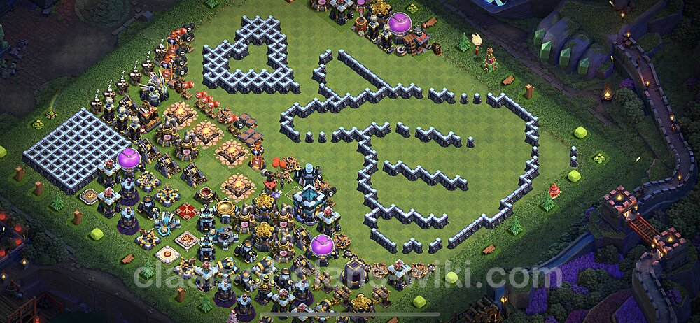 TH13 Troll Base Plan with Link, Copy Town Hall 13 Funny Art Layout 2023, #31