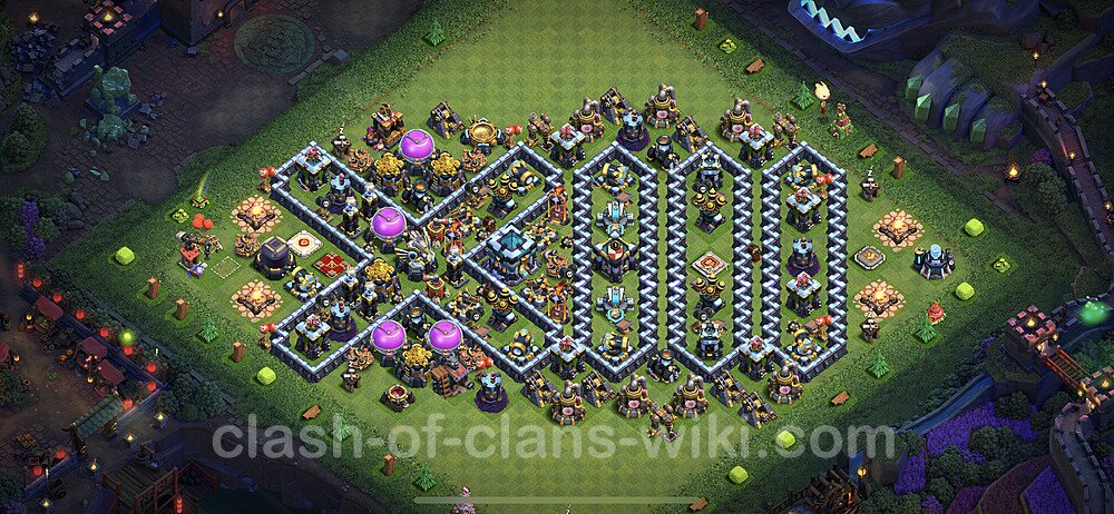 TH13 Troll Base Plan with Link, Copy Town Hall 13 Funny Art Layout 2023, #34