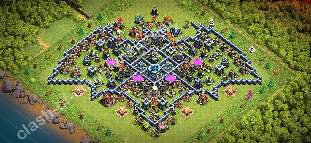 TH13 Troll Base Plan with Link, Copy Town Hall 13 Funny Art Layout 2026, #3688