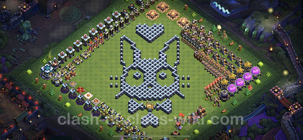 TH13 Troll Base Plan with Link, Copy Town Hall 13 Funny Art Layout 2023, #37